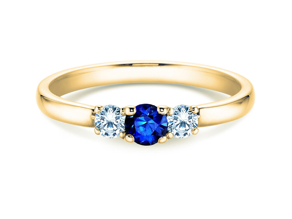 Verlobungsring Vivid Petite in 14K Gelbgold mit Saphir 0,20ct und Diamanten 0,20ct