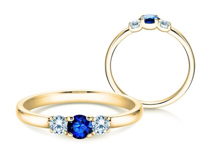 Verlobungsring Vivid Petite in 14K Gelbgold mit Saphir 0,20ct und Diamanten 0,20ct