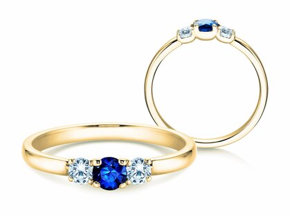 Verlobungsring Vivid Petite in 9K Gelbgold mit Saphir 0,20ct und Diamanten 0,20ct