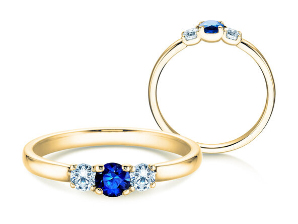 Verlobungsring Vivid Petite in 14K Gelbgold mit Saphir 0,20ct und Diamanten 0,20ct