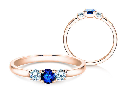 Verlobungsring Vivid Petite in 14K Roségold mit Saphir 0,20ct und Diamanten 0,20ct