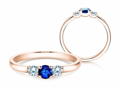 Verlobungsring Vivid Petite in 9K Roségold mit Saphir 0,20ct und Diamanten 0,20ct