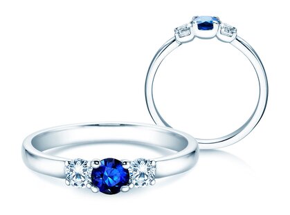 Verlobungsring Vivid Petite in Platin 950/- mit Saphir 0,25ct und Diamanten 0,25ct