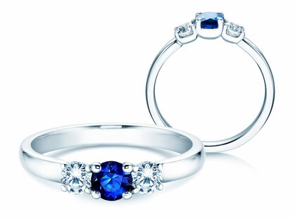 Verlobungsring Vivid Petite in Platin 950/- mit Saphir 0,30ct und Diamanten 0,30ct