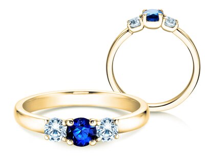 Verlobungsring Vivid Petite in 18K Gelbgold mit Saphir 0,30ct und Diamanten 0,30ct