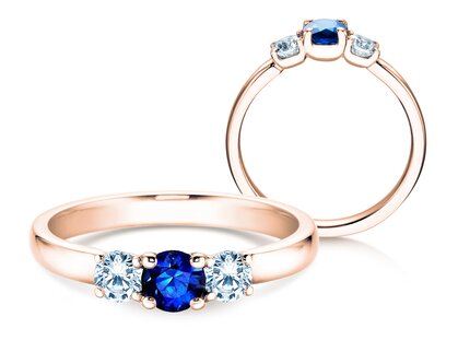 Verlobungsring Vivid Petite in 14K Roségold mit Saphir 0,30ct und Diamanten 0,30ct
