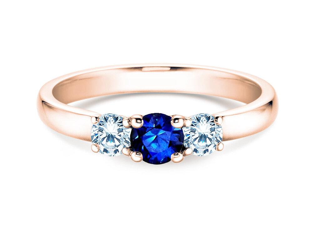 Verlobungsring Vivid Petite in 18K Roségold mit Saphir 0,30ct und Diamanten 0,30ct