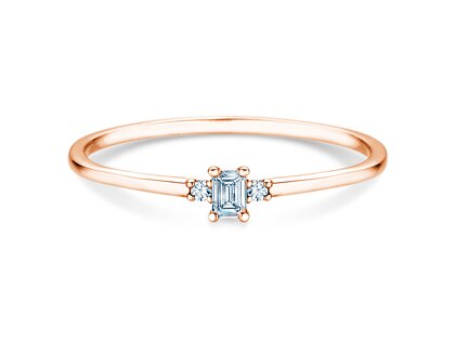 Verlobungsring Vivid Petite Emerald Cut in 9K Roségold mit Diamanten 0,10ct G/VS