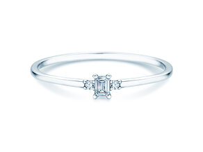 Verlobungsring Vivid Petite Emerald Cut in 14K Weißgold mit Diamanten 0,10ct G/VS