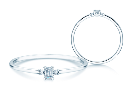 Verlobungsring Vivid Petite Emerald Cut in 14K Weißgold mit Diamanten 0,10ct G/VS