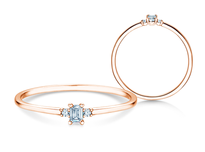 Verlobungsring Vivid Petite Emerald Cut in 14K Roségold mit Diamanten 0,10ct G/VS