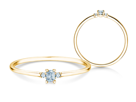 Verlobungsring Vivid Petite Emerald Cut in 14K Gelbgold mit Diamanten 0,10ct G/VS