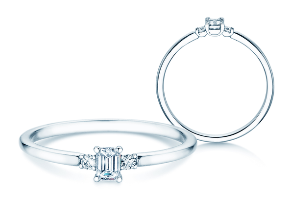 Verlobungsring Vivid Petite Emerald Cut in Platin