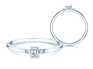 Verlobungsring Vivid Petite Emerald Cut in Weißgold