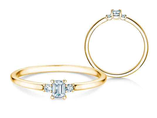 Verlobungsring Vivid Petite Emerald Cut in 9K Gelbgold mit Diamanten 0,20ct G/VS
