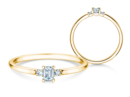 Verlobungsring Vivid Petite Emerald Cut in 9K Gelbgold mit Diamanten 0,20ct G/VS
