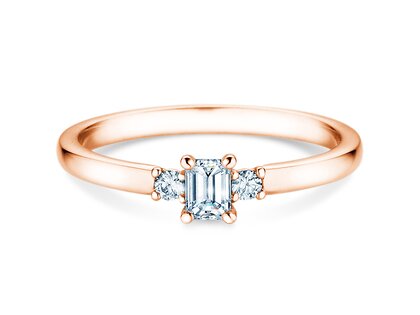 Verlobungsring Vivid Petite Emerald Cut in 9K Roségold mit Diamanten 0,31ct