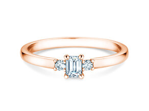 Verlobungsring Vivid Petite Emerald Cut in 9K Roségold mit Diamanten 0,31ct