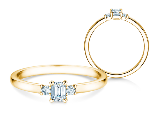 Verlobungsring Vivid Petite Emerald Cut in 9K Gelbgold mit Diamanten 0,31ct G/VS