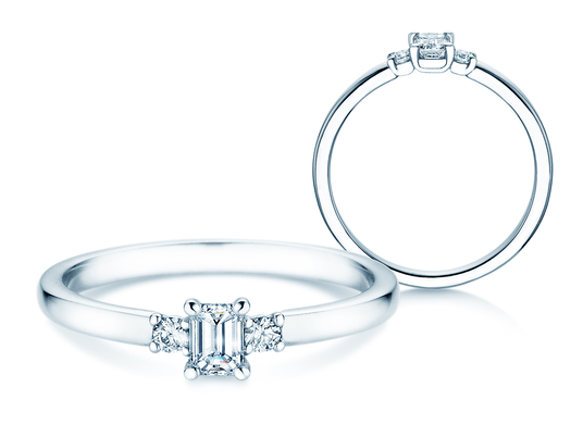 Verlobungsring Vivid Petite Emerald Cut in 9K Weißgold mit Diamanten 0,31ct G/VS