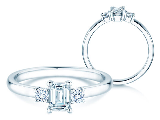 Verlobungsring Vivid Petite Emerald Cut in 9K Weißgold mit Diamanten 0,40ct G/VS