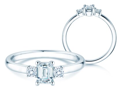 Verlobungsring Vivid Petite Emerald Cut in Platin