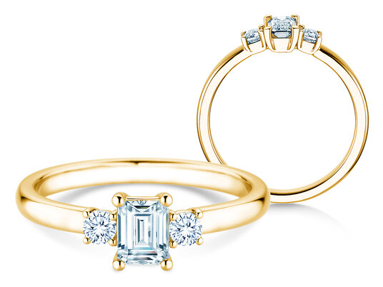 Verlobungsring Vivid Petite Emerald Cut in 9K Gelbgold mit Diamanten 0,40ct G/VS
