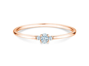 Verlobungsring Vivid Petite Oval Cut in 14K Roségold mit Diamanten 0,10ct G/SI