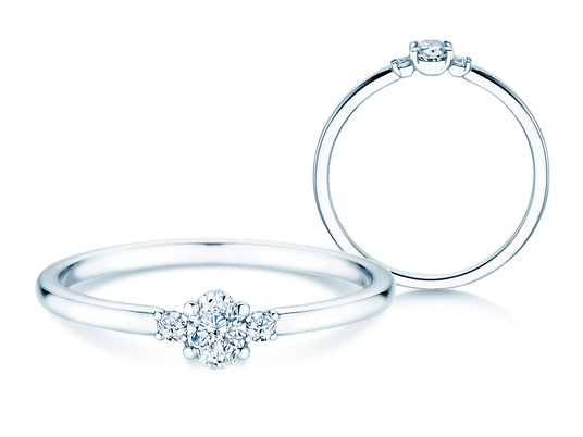Verlobungsring Vivid Petite Oval Cut in 14K Weißgold mit Diamanten 0,20ct G/SI