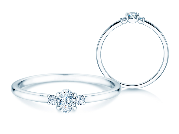 Verlobungsring Vivid Petite Oval Cut in 14K Weißgold mit Diamanten 0,20ct G/SI