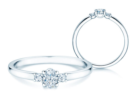 Verlobungsring Vivid Petite Oval Cut in 9K Weißgold mit Diamanten 0,30ct G/SI