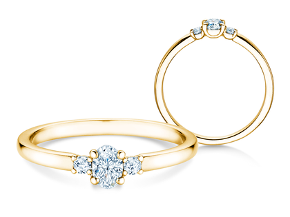 Verlobungsring Vivid Petite Oval Cut in 9K Gelbgold mit Diamanten 0,30ct G/SI