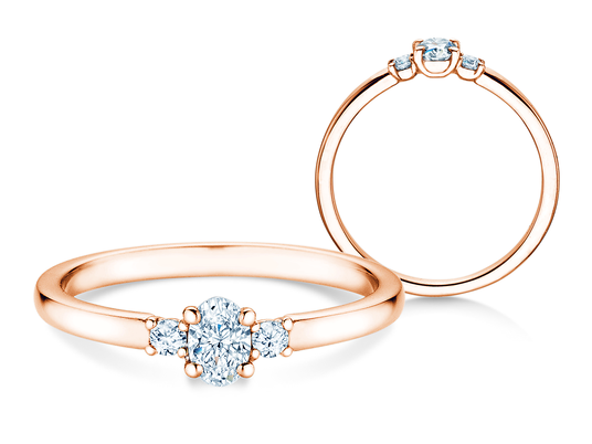 Verlobungsring Vivid Petite Oval Cut in 9K Roségold mit Diamanten 0,30ct G/SI