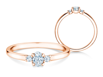 Verlobungsring Vivid Petite Oval Cut in 9K Roségold mit Diamanten 0,30ct G/SI