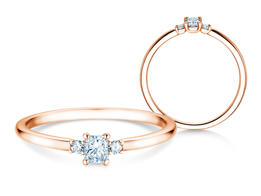 Verlobungsring Vivid Petite Radiant Cut in 9K Roségold mit Diamanten 0,31ct G/SI