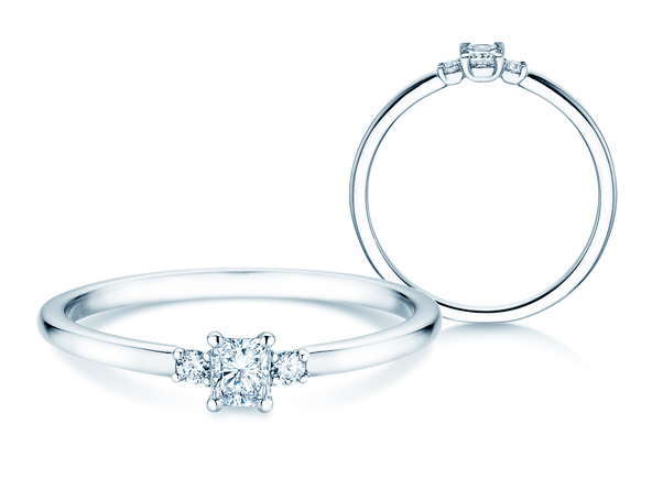 Verlobungsring Vivid Petite Radiant Cut in 9K Weißgold mit Diamanten 0,31ct G/SI