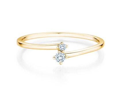 Verlobungsring You & Me Classic in 14K Gelbgold mit Diamanten 0,065ct G/SI