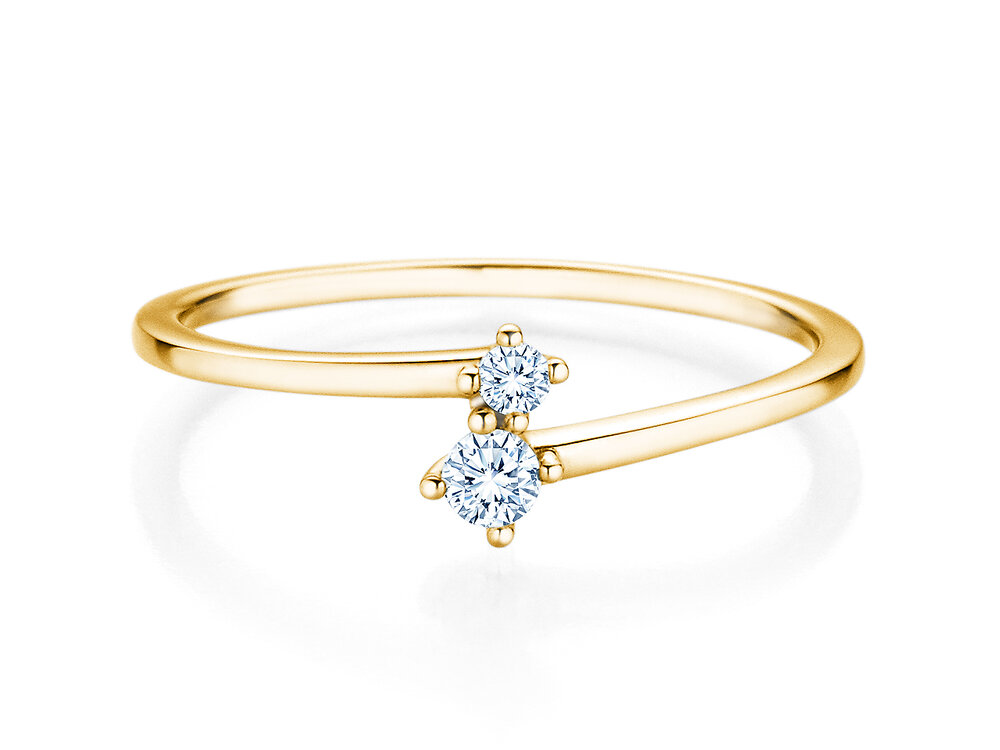 Verlobungsring You & Me Classic in 14K Gelbgold mit Diamanten 0,10ct G/SI