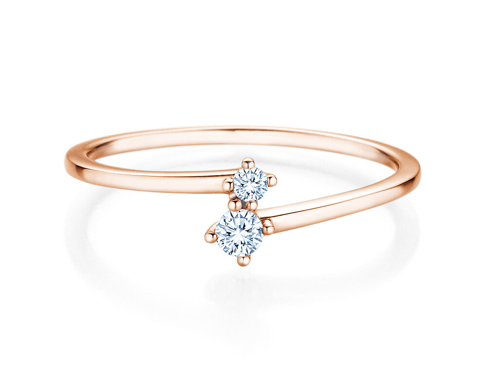 Verlobungsring You & Me Classic in 14K Roségold mit Diamanten 0,10ct G/SI