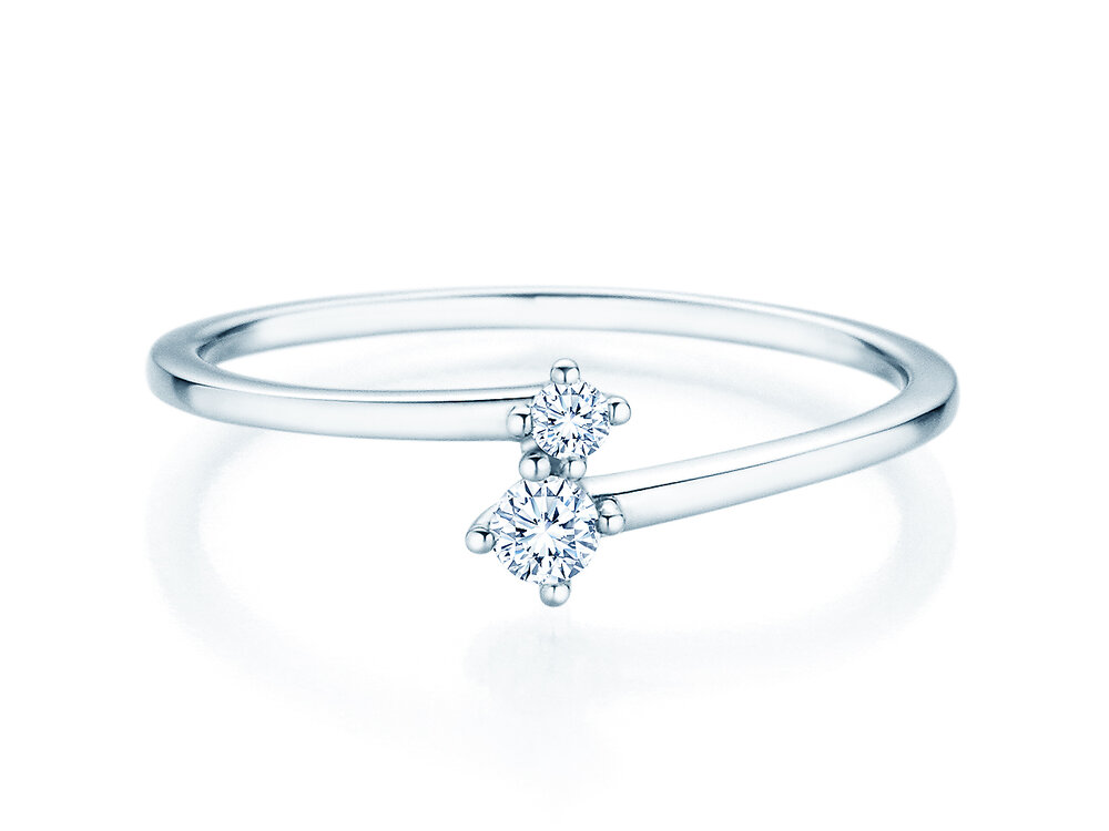Verlobungsring You & Me Classic in 14K Weißgold mit Diamanten 0,10ct G/SI