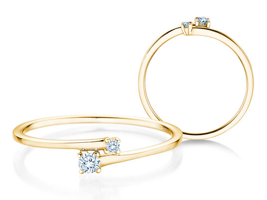 Verlobungsring You & Me Modern in 14K Gelbgold mit Diamanten 0,07ct G/SI