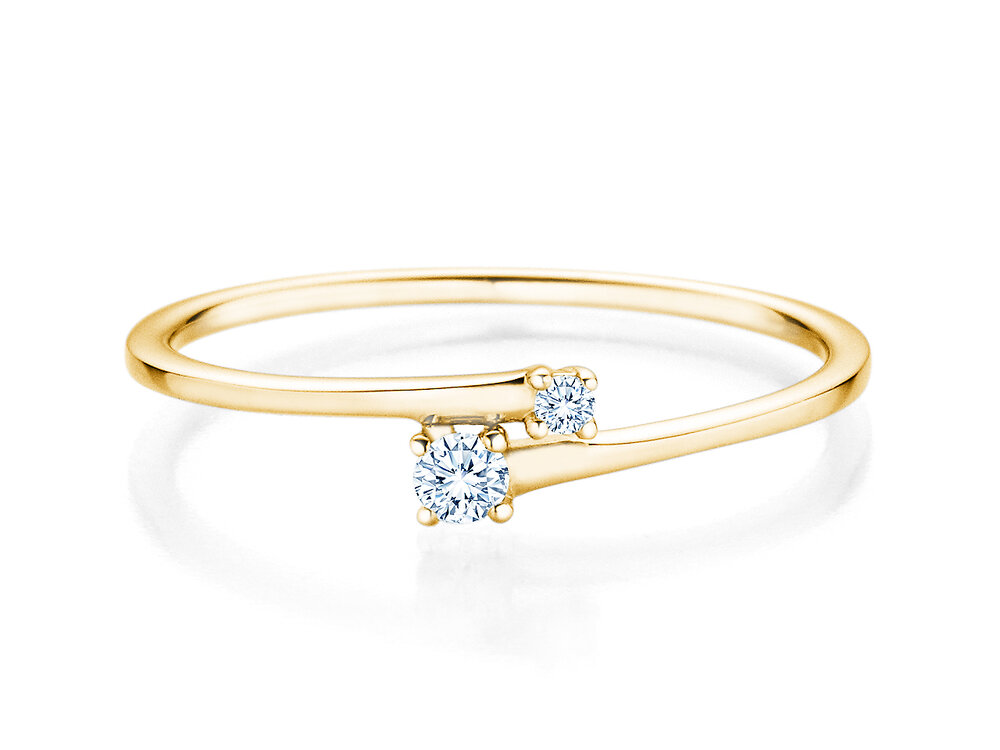 Verlobungsring You & Me Modern in 14K Gelbgold mit Diamanten 0,07ct G/SI