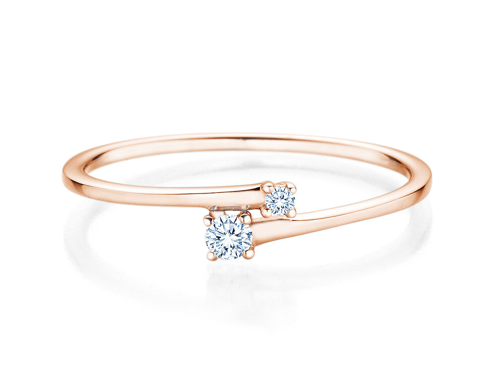 Verlobungsring You & Me Modern in 14K Roségold mit Diamanten 0,07ct G/SI
