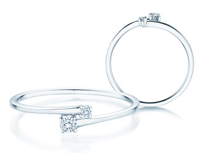 Verlobungsring You & Me Modern in 14K Weißgold mit Diamanten 0,07ct G/SI