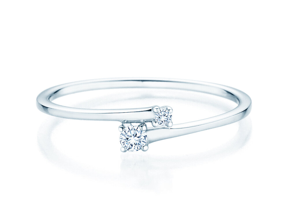Verlobungsring You & Me Modern in 14K Weißgold mit Diamanten 0,07ct G/SI