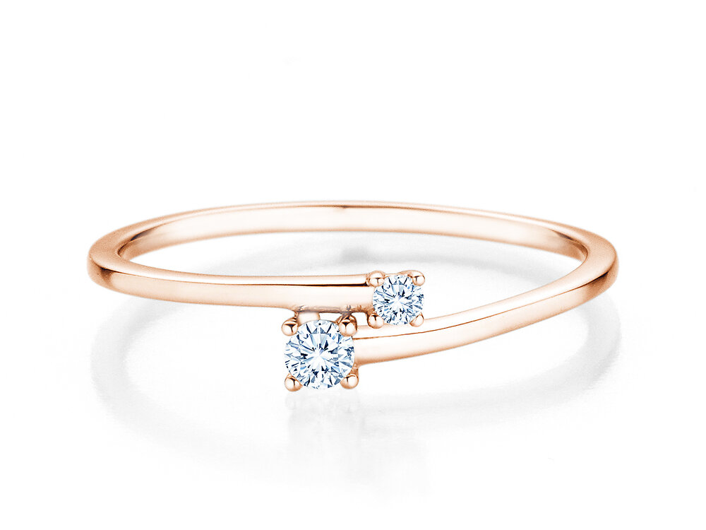 Verlobungsring You & Me Modern in 14K Roségold mit Diamanten 0,11ct G/SI