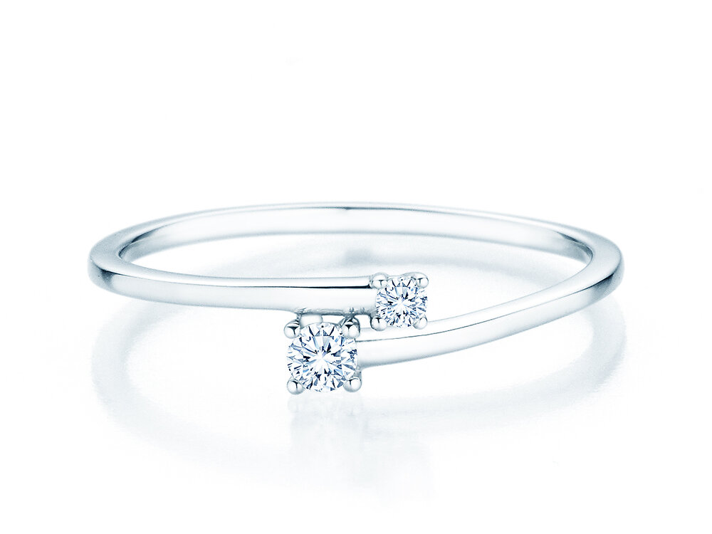 Verlobungsring You & Me Modern in 14K Weißgold mit Diamanten 0,11ct G/SI