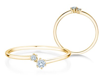 Verlobungsring You & Me Soft in 14K Gelbgold mit Diamanten 0,09ct G/SI