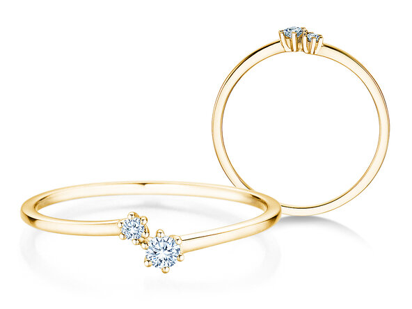 Verlobungsring You & Me Soft in 14K Gelbgold mit Diamanten 0,09ct G/SI