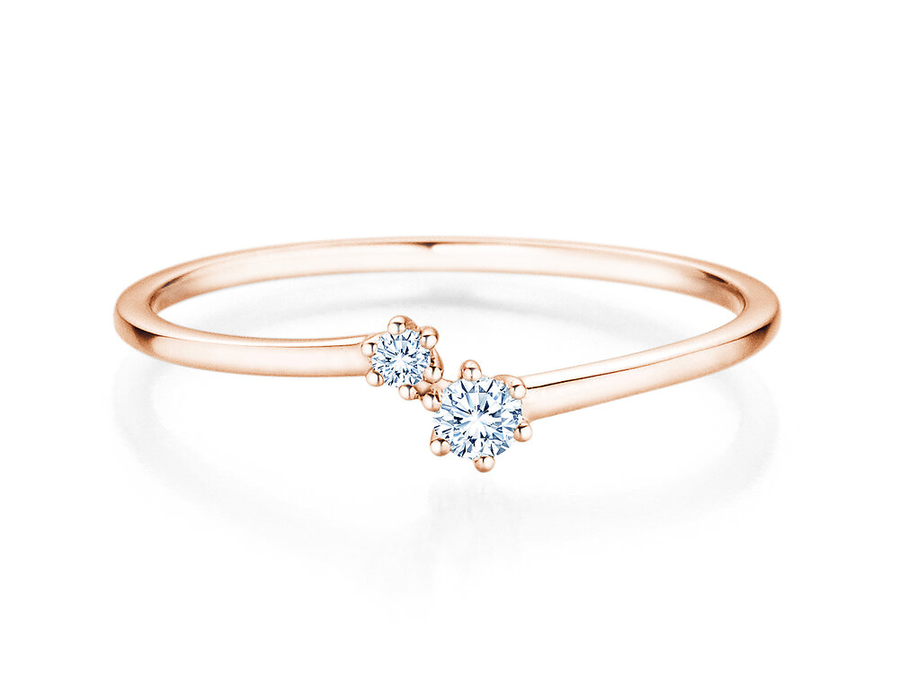 Verlobungsring You & Me Soft in 14K Roségold mit Diamanten 0,09ct G/SI